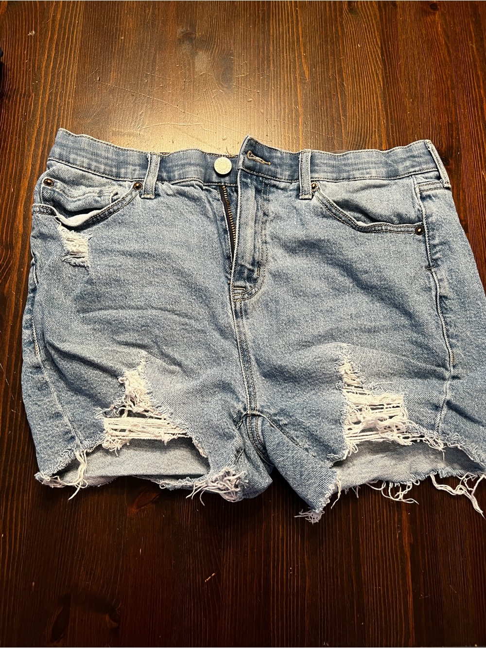 torrid Light Blue Distressed Denim Shorts
